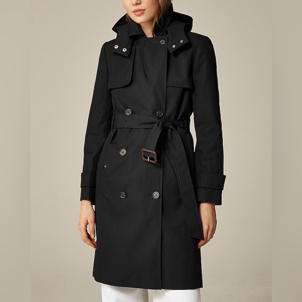 J. Crew Icon Trench Coat in Black Size 2 NWT - Picture 2 of 14